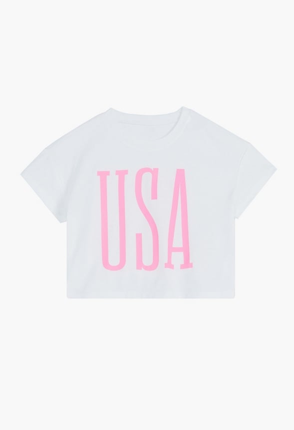 USA Cropped Tee White