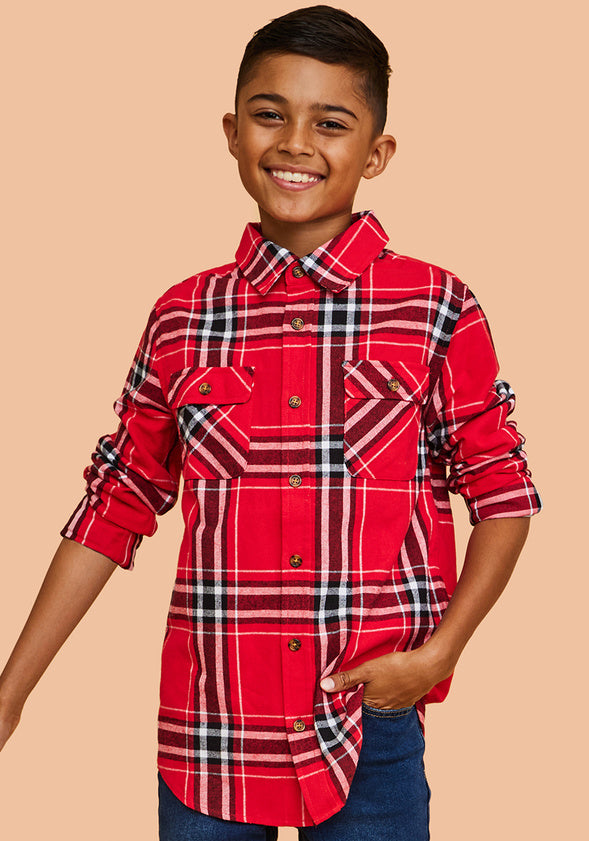 Plaid Flannel Shirt Red