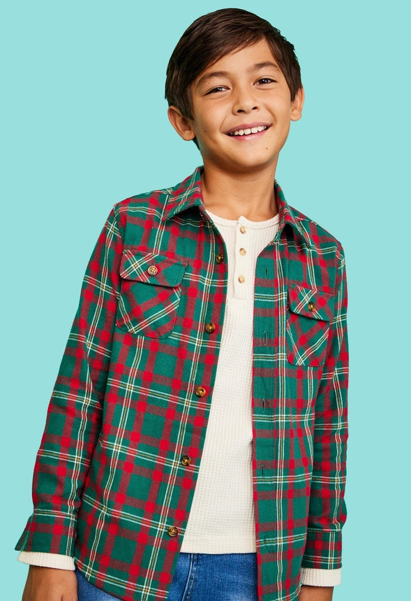Plaid Button Up Shirt Green Plaid