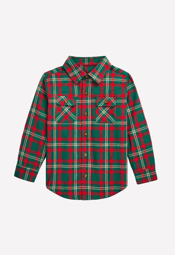 Plaid Button Up Shirt Green Plaid