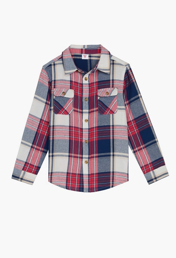 Button Up Plaid Shirt Red Plaid