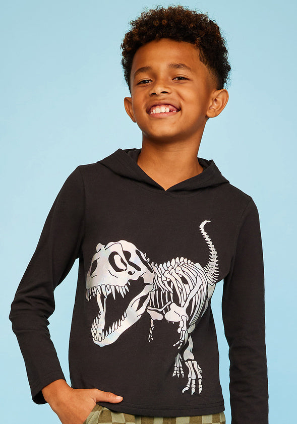 Dino Skeleton T-Shirt Hoodie Black Dino