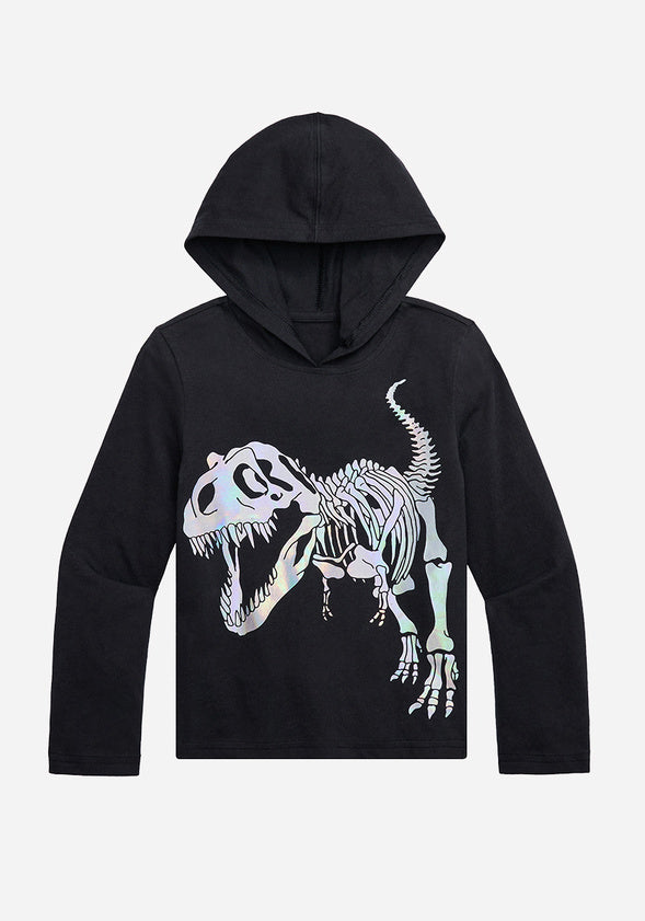 Dino Skeleton T-Shirt Hoodie Black Dino