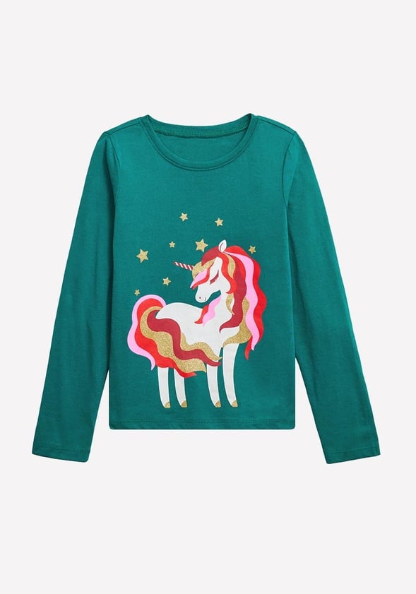 Holiday Unicorn Tee Green