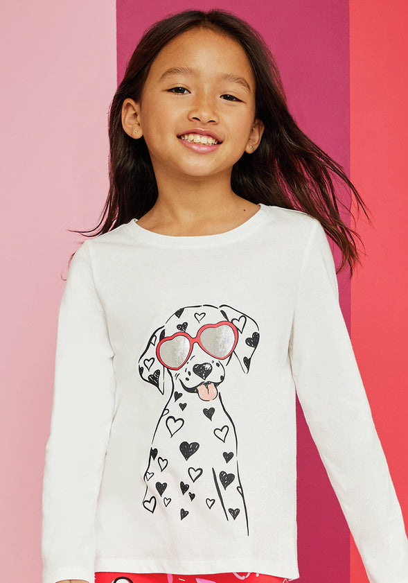 Dalmation Sunnies Tee White