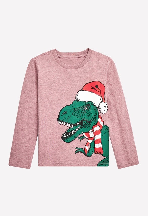 Dinosaur Santa Tee Red
