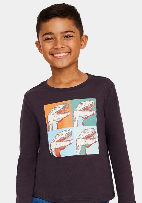 Dino Squares Tee Dark Grey