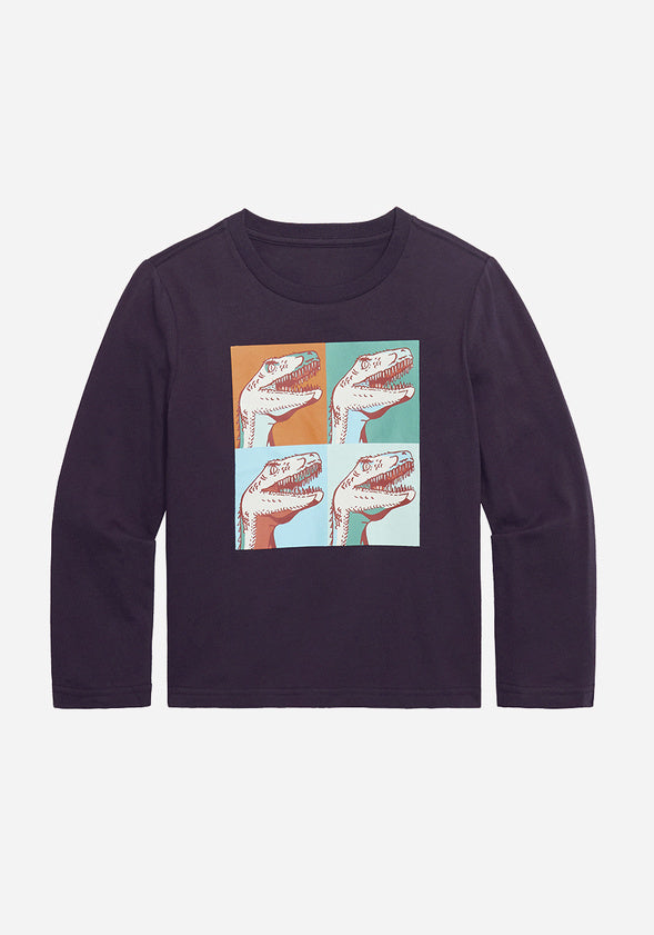 Dino Squares Tee Dark Grey