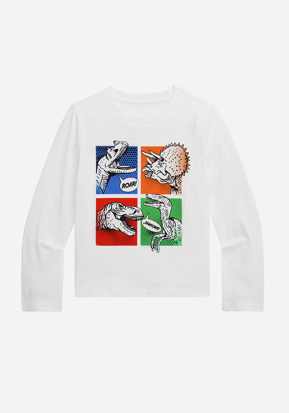 Comic Dinos Tee White Dino