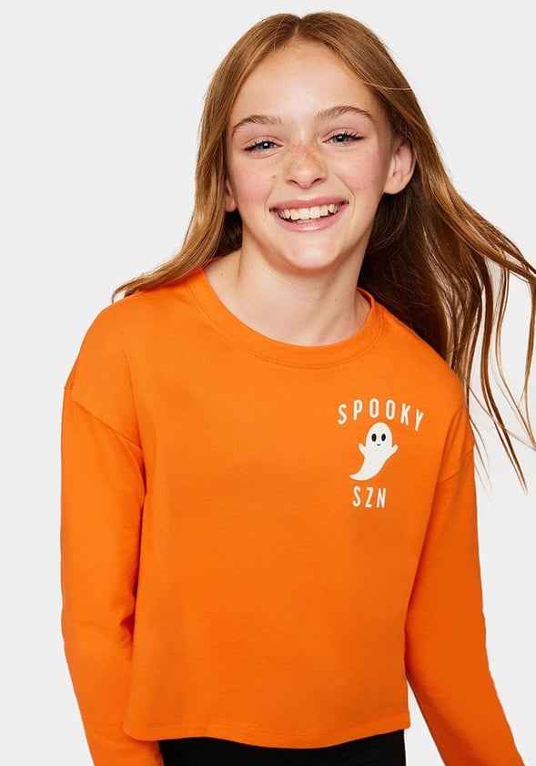 Spooky Season Crop Tee Orange