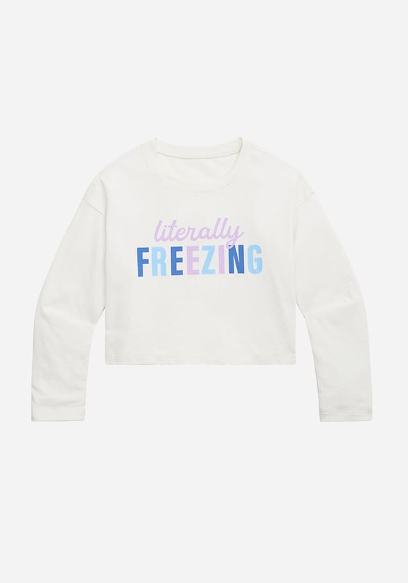 Literally Freezing Cropped Tee White