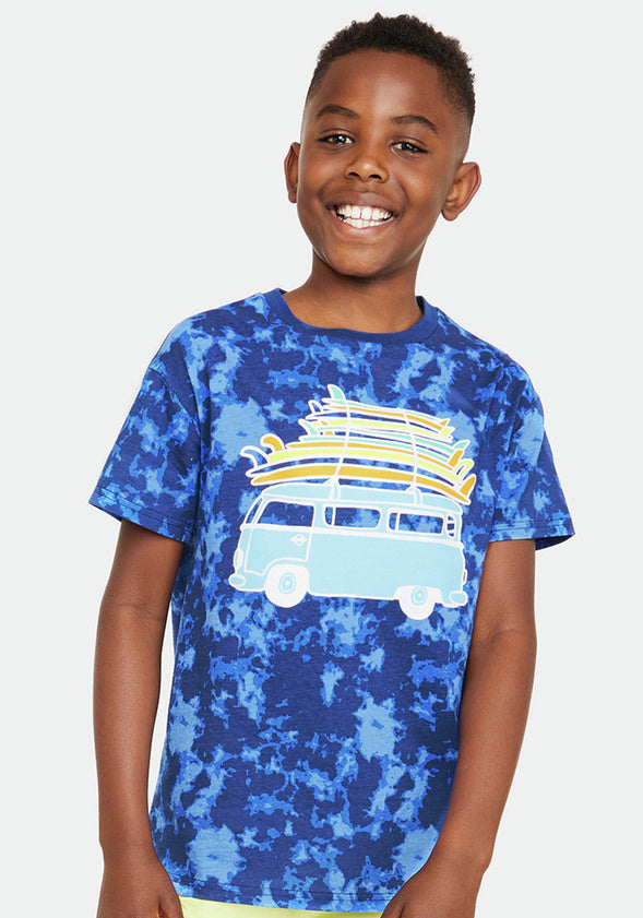 Surfer Van Oversized Tee Blue Tie Dye