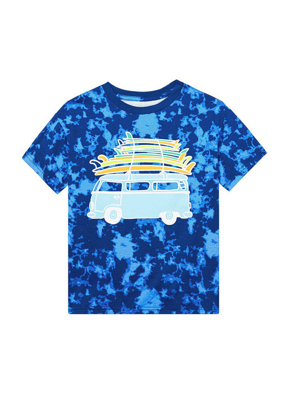 Surfer Van Oversized Tee Blue Tie Dye