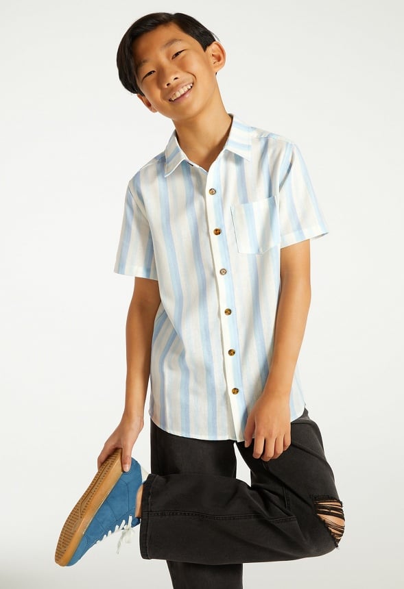 Striped Woven Shirt Blue Stripe