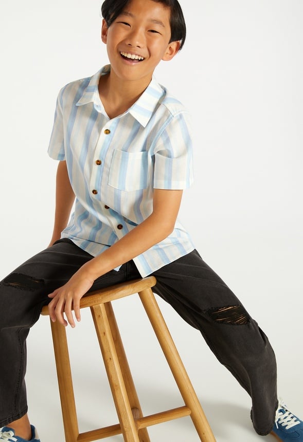 Striped Woven Shirt Blue Stripe