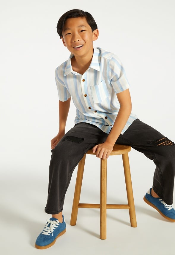 Striped Woven Shirt Blue Stripe