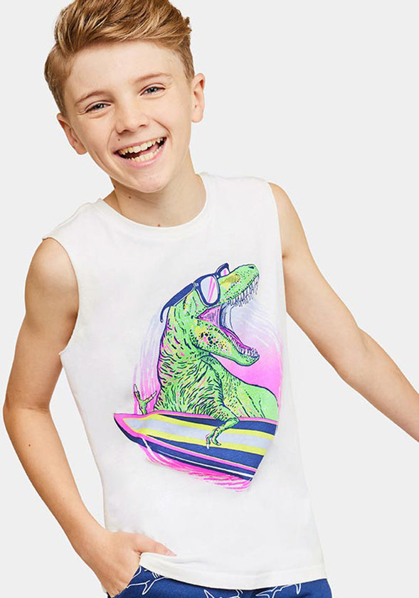 Dino Surfer Tank White