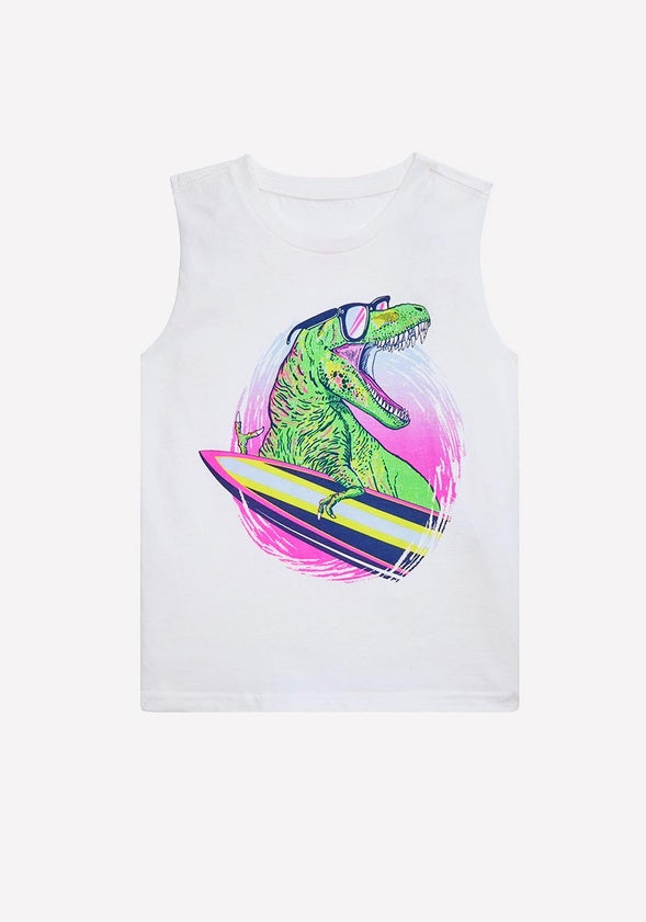 Dino Surfer Tank White