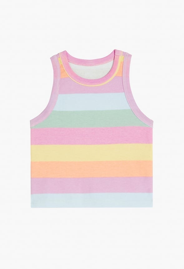 Striped High Neck Basic Tank Stripe