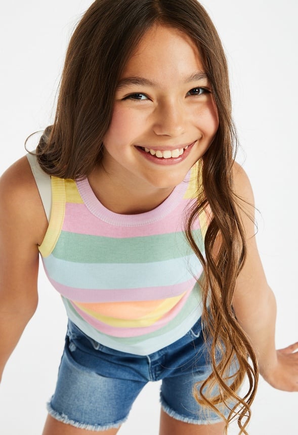 Striped High Neck Basic Tank Stripe