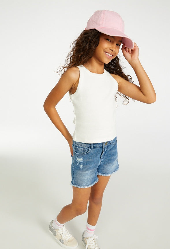 High Neck Ribbed Tank White