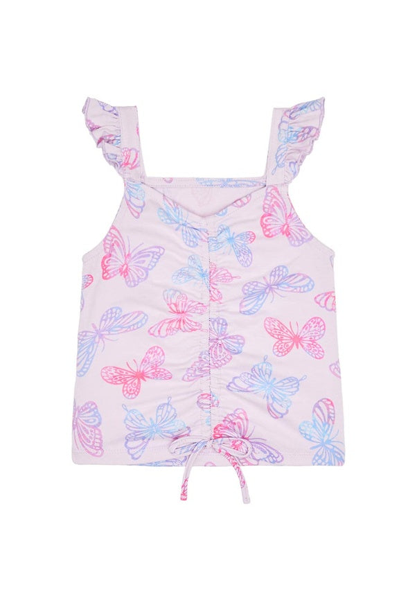 Butterfly Cinch Front Tank Lavander