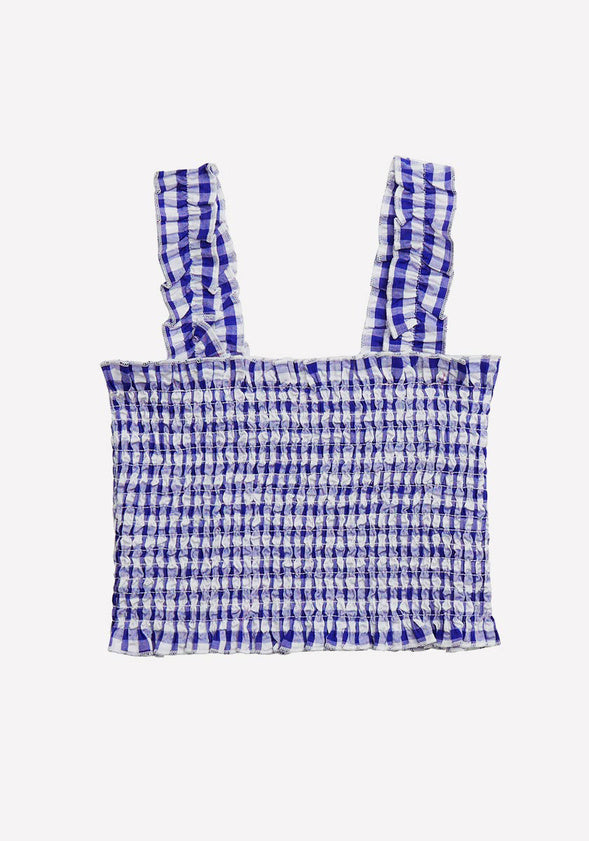 Gingham Smocked Tank Blue Gingham