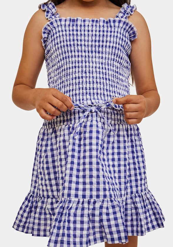Gingham Smocked Tank Blue Gingham