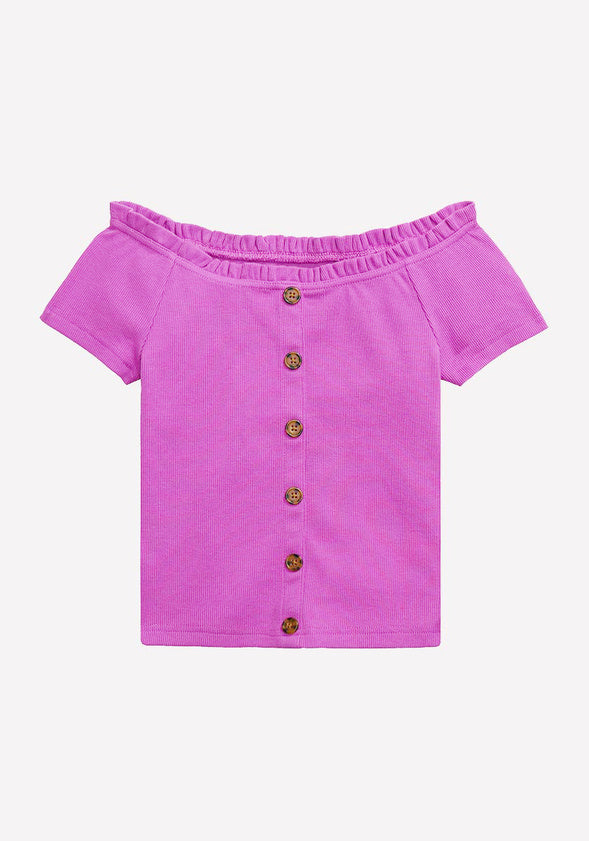 Ribbed Off The Shoulder Tee Purple