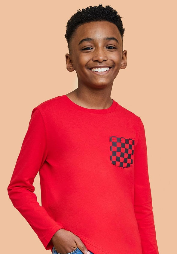 Checker Pocket Tee Red
