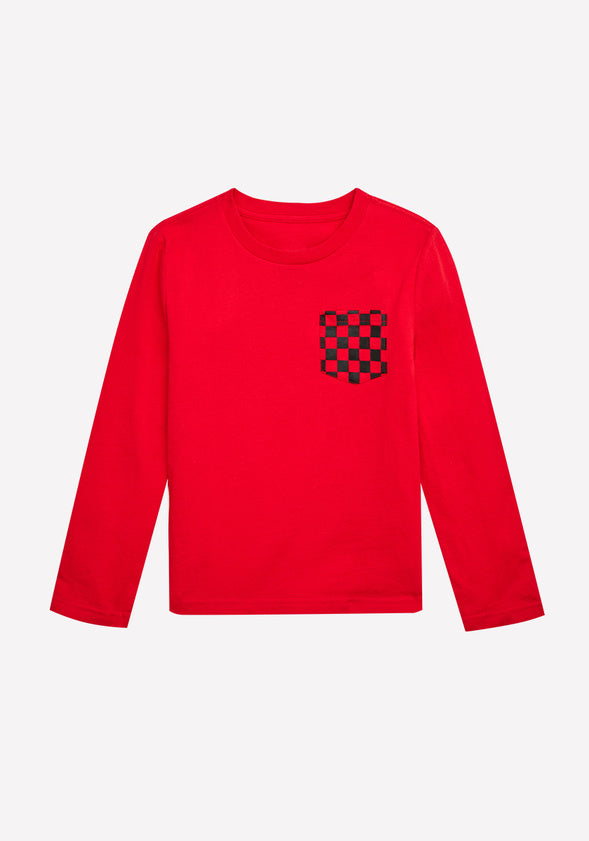 Checker Pocket Tee Red