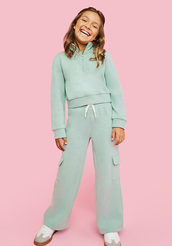 Cropped Quarter Zip Sweatshirt Sage