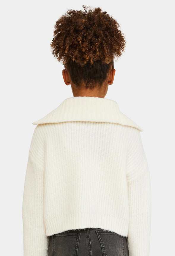Cropped Funnel Neck Sweater Cream
