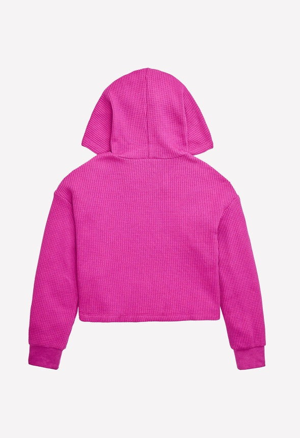Hooded Waffle Top Magenta