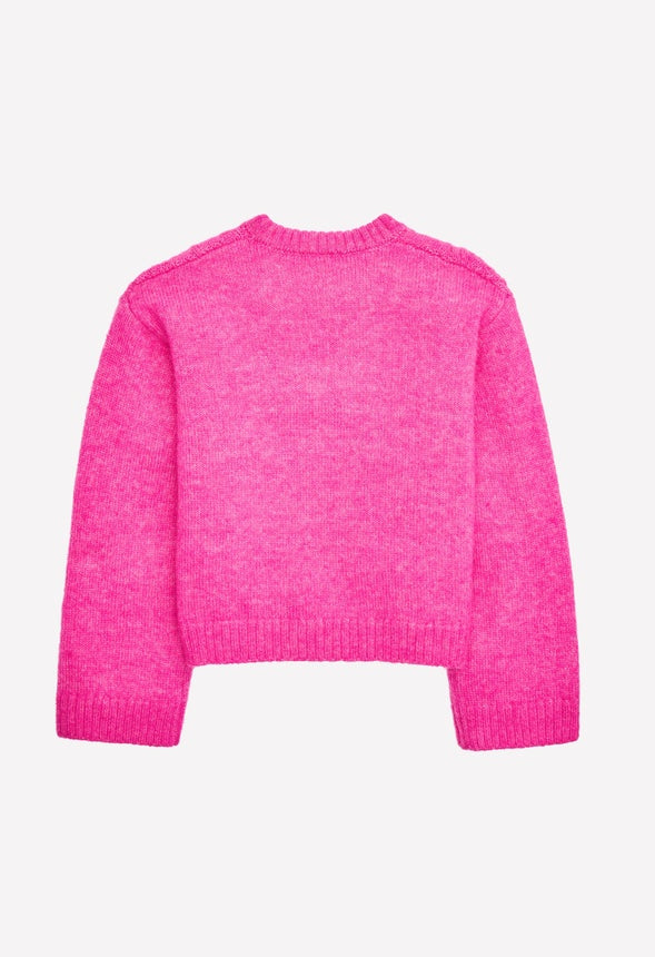 Cable Knit Cropped Sweater Pink