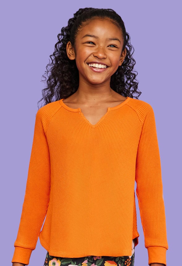 Waffle Raglan Top Rust