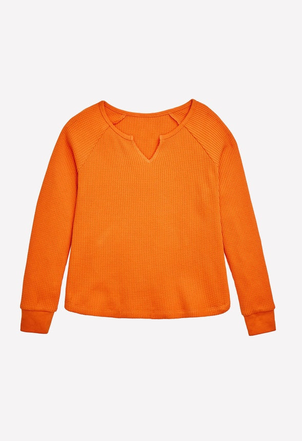 Waffle Raglan Top Rust