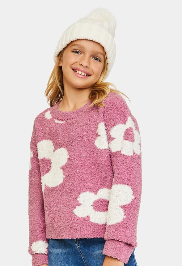 Cozy Floral Sweater Purple