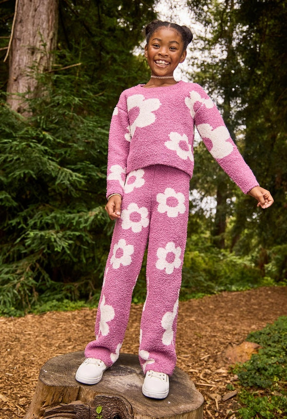 Cozy Floral Sweater Purple