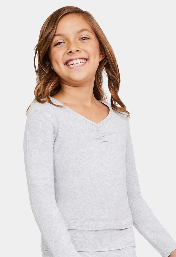 Cinch Neck Tee Gray