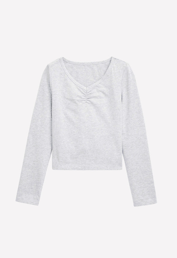 Cinch Neck Tee Gray