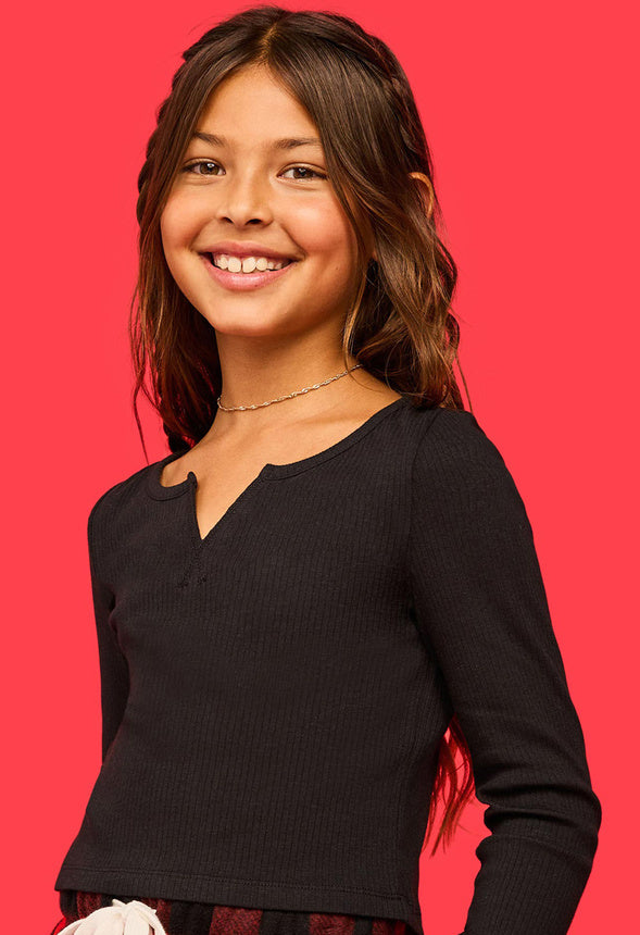 Waffle Fitted Top Black