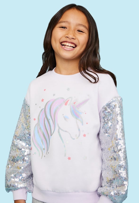 Unicorn Sequin Sweatshirt Light Purple