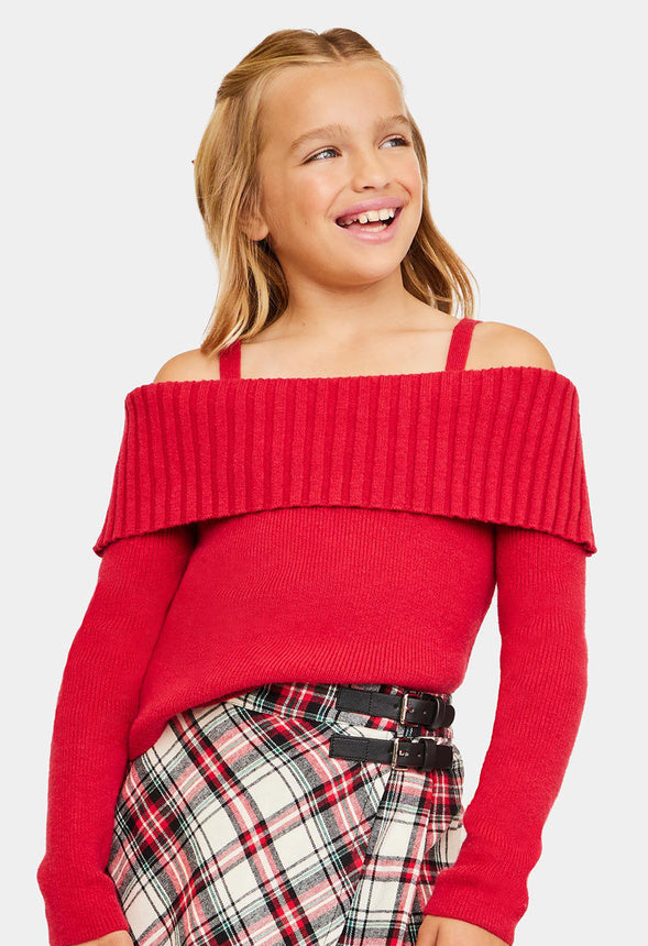 Off The Shoulder Sweater Red