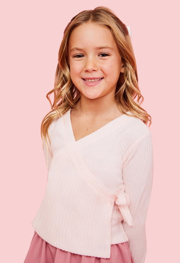 Faux Wrap Top Pink