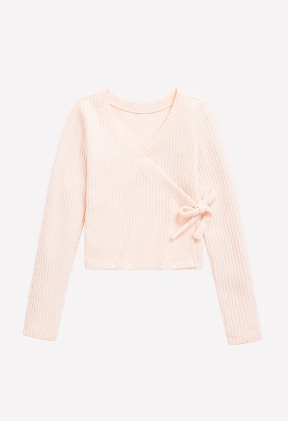 Faux Wrap Top Pink