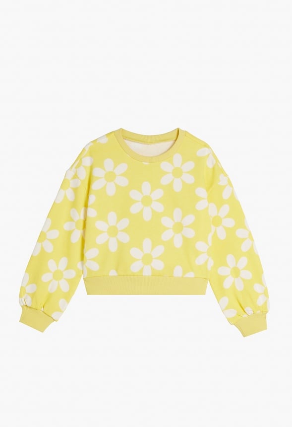 Floral Cropped Sweatshirt Yellow