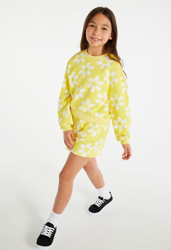 Floral Cropped Sweatshirt Yellow