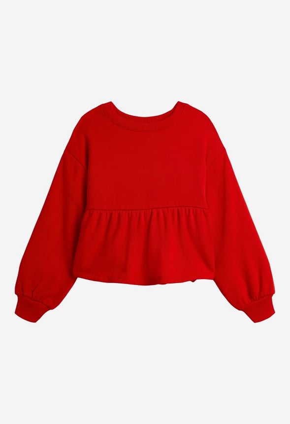 Fleece Peplum Sweatshirt Red