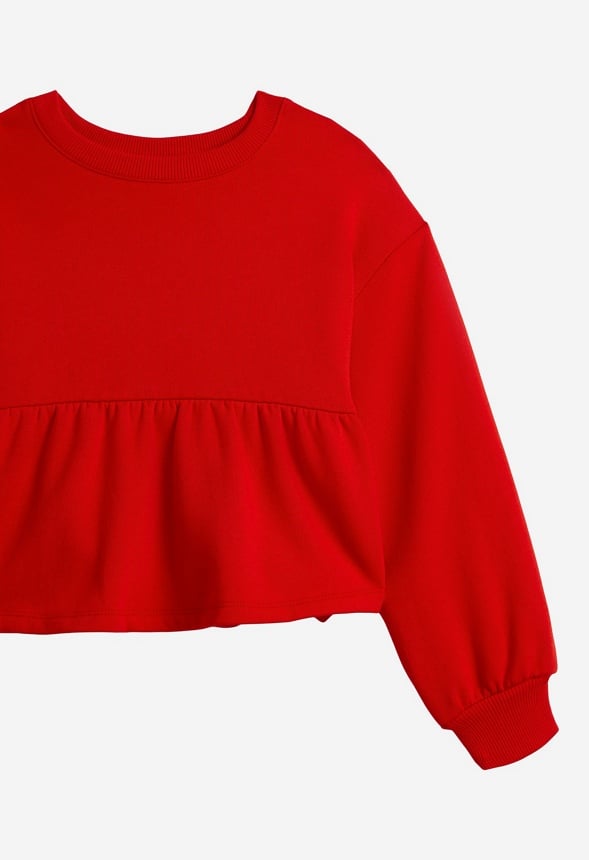 Fleece Peplum Sweatshirt Red